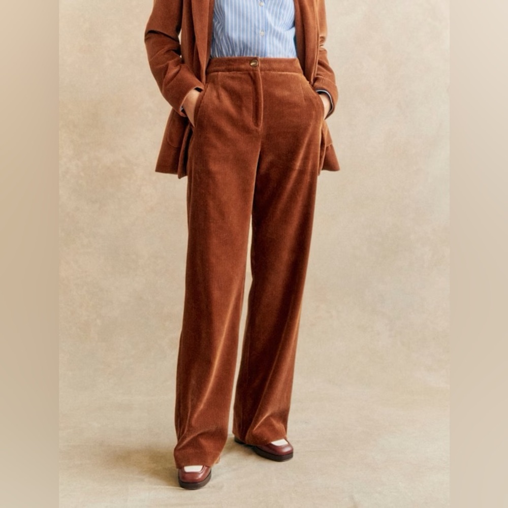 NWT Sézane Martin Brown Corduroy Trousers 42 10